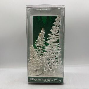 Department 56 1991 Vintage Village Frosted Zig-Zag Trees Set Of 3 5250-7 Retired